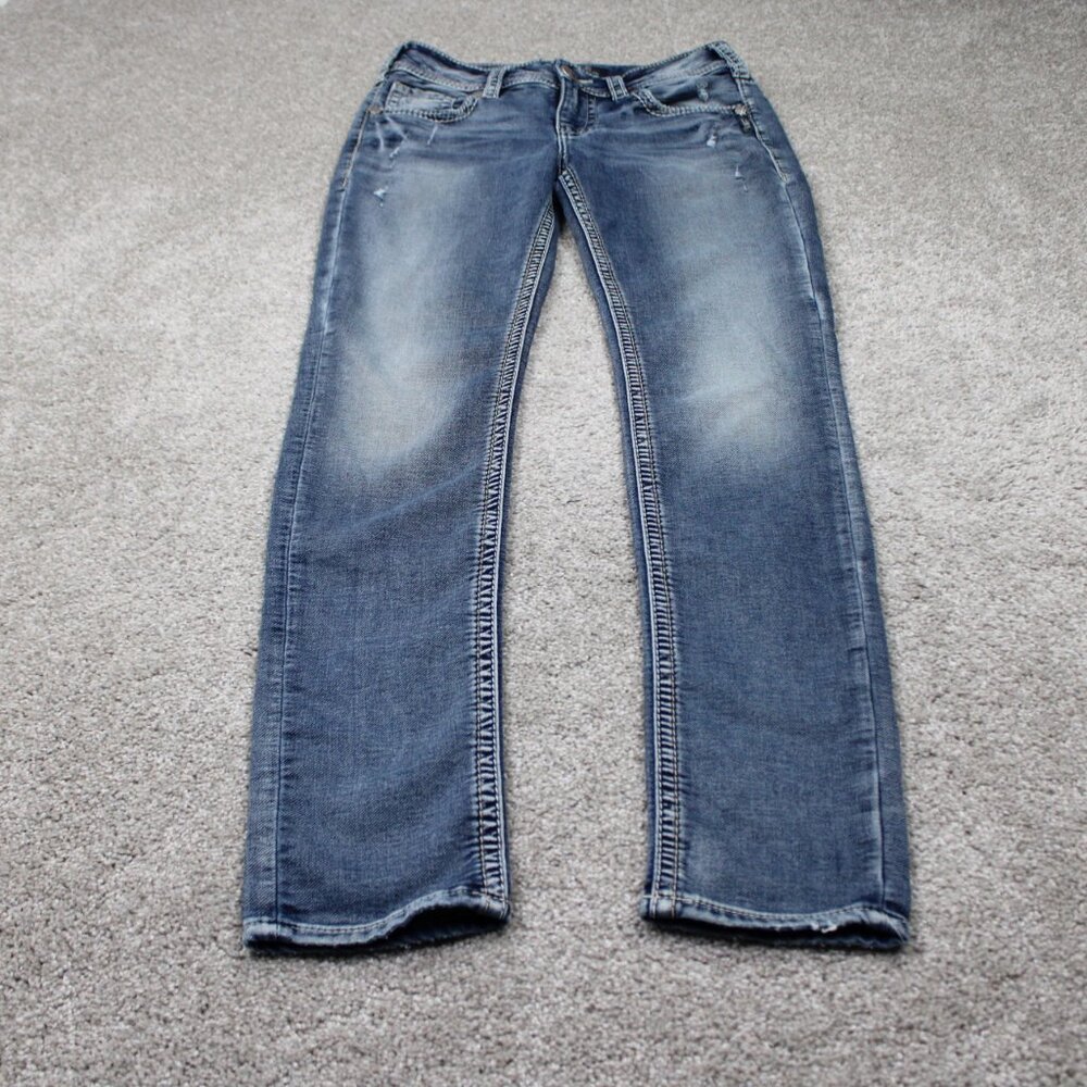 Silver Joga Suki Mid Skinny Jeans Womens 29x31 Blue 5-Pocket Stretch Denim - Picture 2 of 16